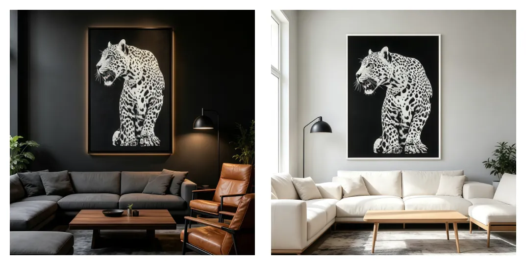 Black &amp; White Leopard Embroidery　Full-Stitch Craft　Statement Wall Art　Entryway Feature Piece　room127　https://www.room127.com