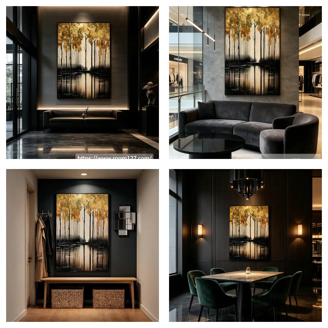 Golden Crystal Forest Art　Crystal-Diamond Finish　Commercial Wall Art　Hospitality FF&amp;E　room127　https://www.room127.com