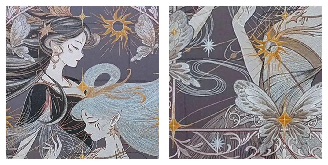 custom embroidery art Art Nouveau wall decor gemini twin embroidery mystical aesthetic hand embroidery care custom ordering guide bedroom statement art customizable styles room127 artwork room127