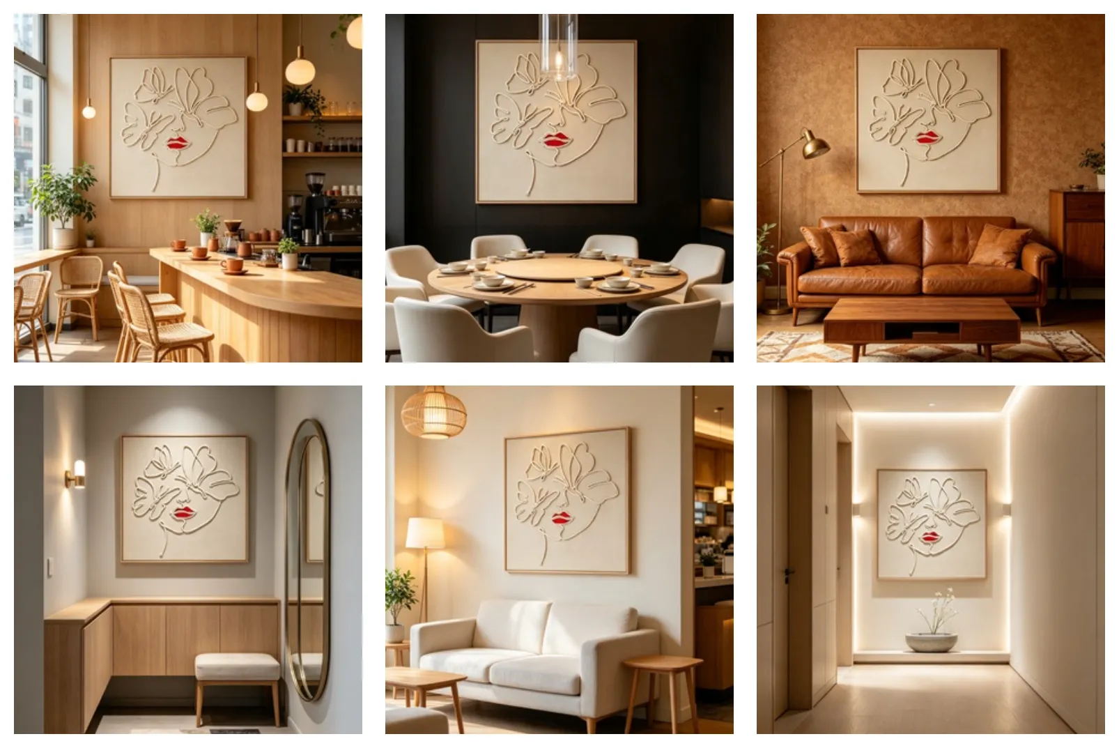#CottonRopeWallArt #RelaxedInteriorDecor #BoutiqueGuesthouseStyling #CaféFeatureWallIdeas #AbstractTexturedPortrait https://www.room127.com