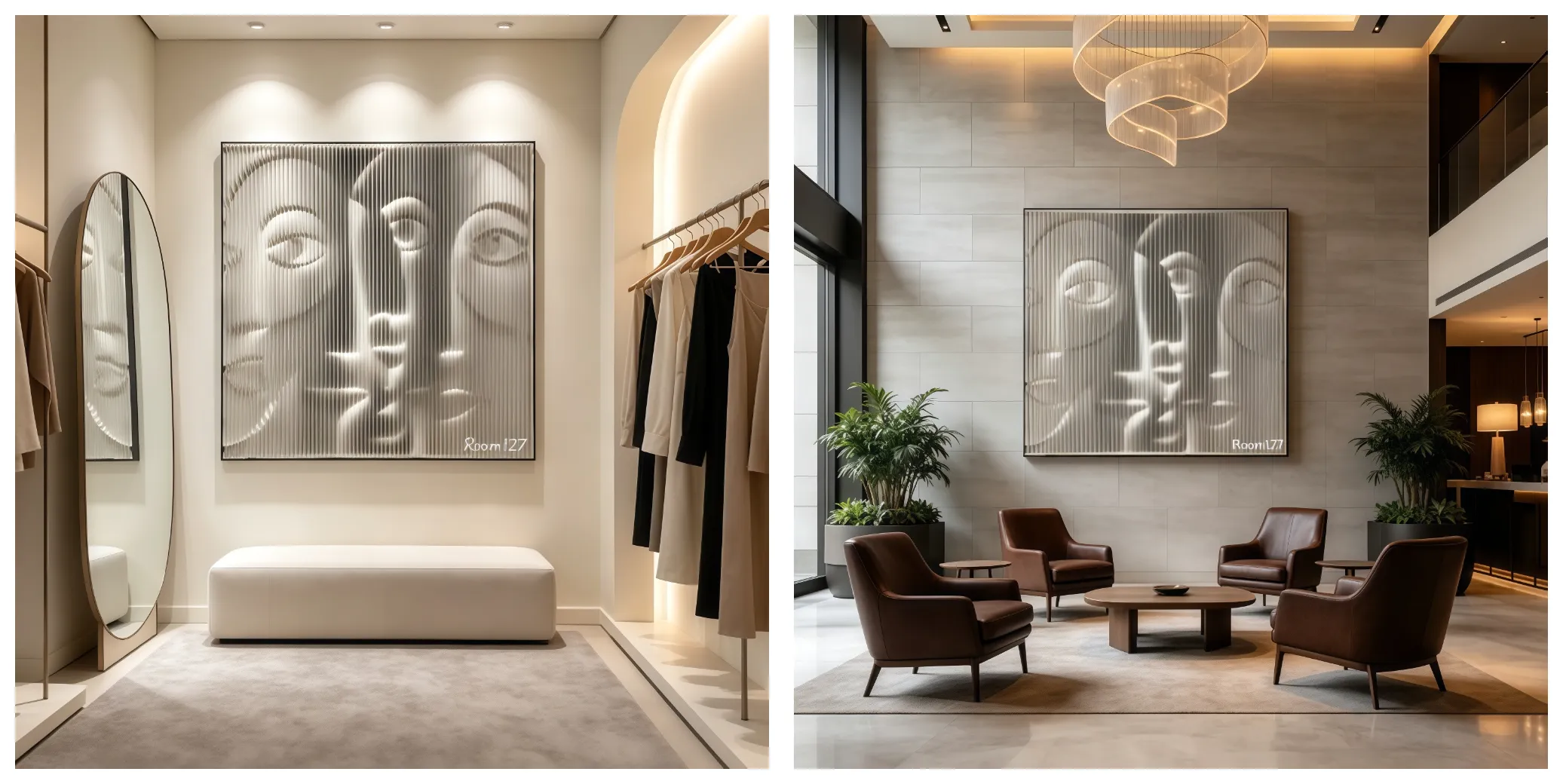 Large relief wall decor for hotel lobby interior project